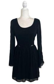 Anthro Doe & Rae Fit & Flare Long Sleeve Cut Out Lace Mini Dress. Size S
