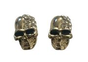 Skeleton earrings NEW fashion jewelry gold tone skull head rhinestones OS