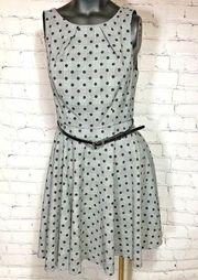 Elle Black White Polka Dot Striped A Line Fit & Flare Circle Mini Dress Size 4