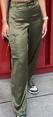 1960 Green Satin Cargo Pants NWF