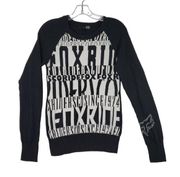 Fox Racing Sweater Adult XS Black White Wording Long Sleeve Embroidered Womens