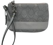 Coach  Gray and Silver Signature Canvas Wristlet