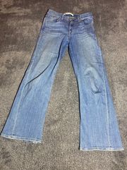 Light Blue Jeans With Flare Bottoms & Slits ( 28 )