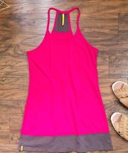 Lolë • Magnolia dress pink athletic knit organic cotton racerback color block