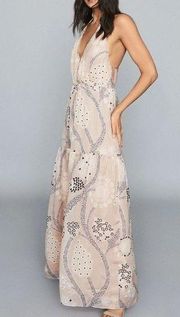 Reiss  Freddie Paisley Print Maxi Dress Nude 10