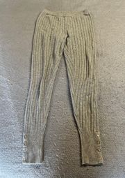 LOFT Grey Knit Pull On Button Detail Leggings Size Small EUC