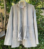 Lucy Love Light Gray Fleece Jacket/Coat w/Built in Scarf. Size Medium. VGUC!