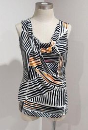 Ivanka Trump Women's Geometric Print Sleeveless Career Blouse Top Size S