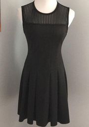 Sheer Top Black Pleated Fit & Flare Scuba mini Dress