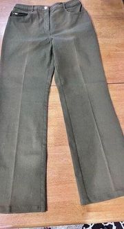 ST. JOHN SPORT MARIE GRAY OLIVE GREEN PANTS WOMENS SIZE 10