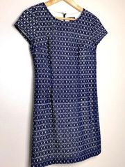 Club Monaco Navy Square Eyelet Design Mini Dress