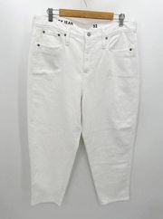 J.Crew Peggy High-Rise White Cotton Blend Denim Tapered Jeans Women's Size 32