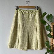 Vintage  Green Floral Silk Skirt