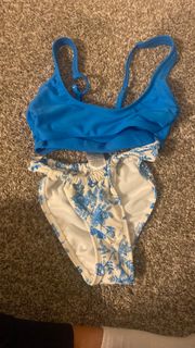 Blue Floral Bathing Suit 