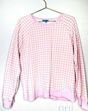 Draper James crewneck Gingham Natalie Sweatshirt in Pink