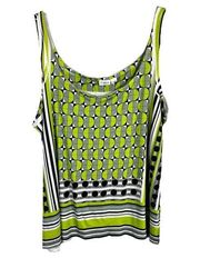 Cato Plus Size 22W 24W Tank Top Green Gray Psychedelic Sleeveless Satin 873