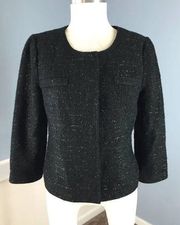 LAUNDRY BY SHELLI SEGAL Black Tweed Button up  Blazer Sz S