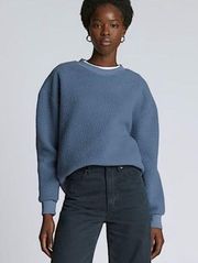 Everlane ReNew Teddy Sherpa Oversized Crew Sweatshirt Pullover Blue- Size Small