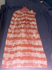 Love 21 boho tie dyed maxi dress, size large, coral and tan