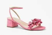 Ann Taylor Petaled Suede Block Heel Sandals