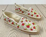 Michael Michael Kors Lenny Slip-on Floral Espadrille Flat 9M Vanilla Cream $99