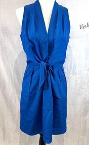 Felicity & Coco cobalt blue vneck tie front dress size small