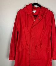 GARNET HILL Raincoat Red Size 6 Anorak Casual Hooded Casual Bright