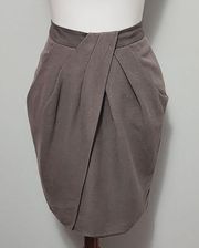Anthropologie Fei Taupe Ribbed Tulip Silk Blend Pencil Skirt Size 6
