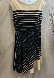 R&K black/tan striped dress size medium