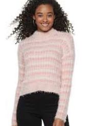 Candies pink striped fuzzy sweater