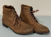 Brown Tan Suede Tie-Up Lace-Up Ankle Boots Booties Shoes Size 9.5 🤎