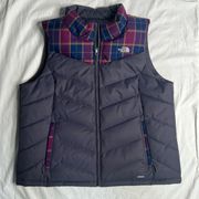 The North Face Plaid Purple Puffer Vest 550 size xxl