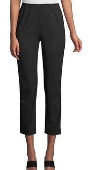 Lafayette 148 NY Stanton Cropped Pants Wool Side Zip Ankle Slit Black Size 8