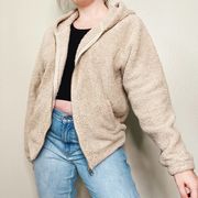 Forever 21  Tan Fuzzy Teddy Hooded Sweater Jacket