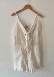 NEW NWT LA MAISON PAR  Medium beige white cotton linen romper cami