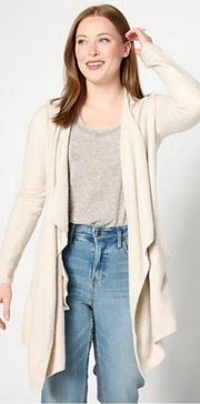 Barefoot Dreams Bamboo Chic Lite Knit Waterfall Cardigan in Bisque Size S