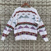 Vintage 90s London Fog geometric stripe sweater LARGE