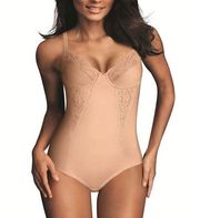 NWT 38DD Maidenform Firm Control Embellished Unlined Shaping Beige Bodysuit 1456