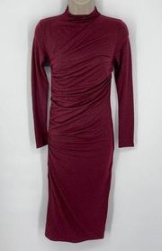 Enza Costa REVOLVE Women's Twist Midi Dress Shimmer Detailed NEW Sz XS Dark Ruby