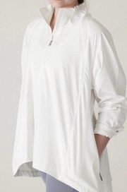 NEW Athleta Advantage Poplin Top XL White Breathable Zip Pockets