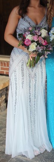 Silver/Blue Beaded Formal Dress