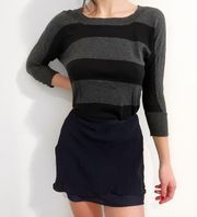Black and Grey Fine Knit Long Sleeve