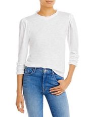 Goldie Pima Cotton Ruffle Trim Tee in White, Size M New w/Tag $125