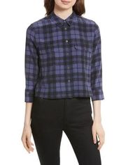 Equipment Signature slim-fit silk shirt in Purple Plaid