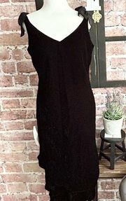 Evan Picone Black Velvet V-Neck Vintage Dress 8