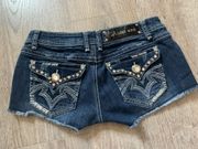 L.A. idol Denim Crystal Rhinestone Shorts 