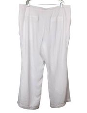 Jessica London Pants White 24 Chiffon Lined Lightweight Pockets Stretch New