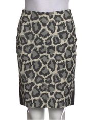 Diane Von Furstenberg Pencil Skirt Cream Black Gray Cheetah Print Panel