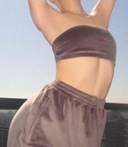 Velour chocolate brown Bandeau Top