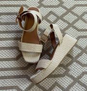 ASOS DESIGN Tatiana flatform sandals in natural rattan square toe size 8